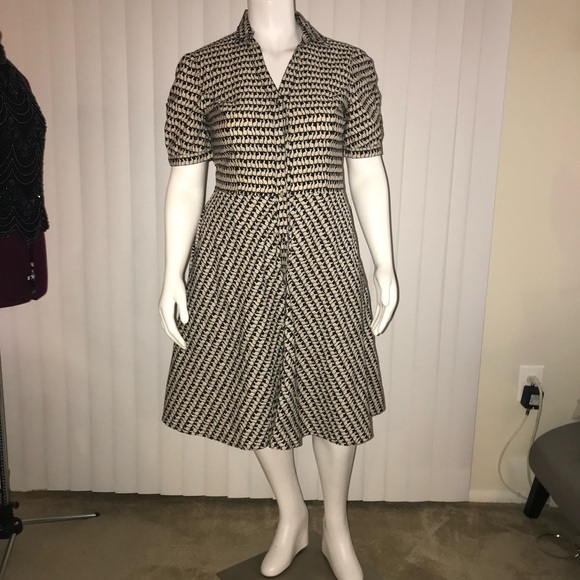 eShakti Black and Cream Houndstooth Dress - Picture 2 of 5